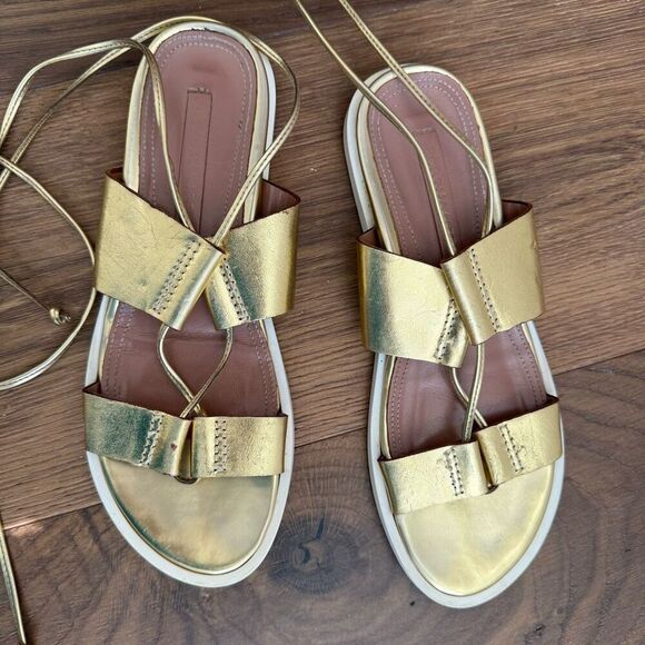 BCBGMAXAZRIA Vitalia Gold Leather Gladiator Sandal $138 36.5 6 6.5 - Picture 2 of 8